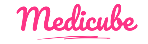 Pink 'Medicube' logo on a white background